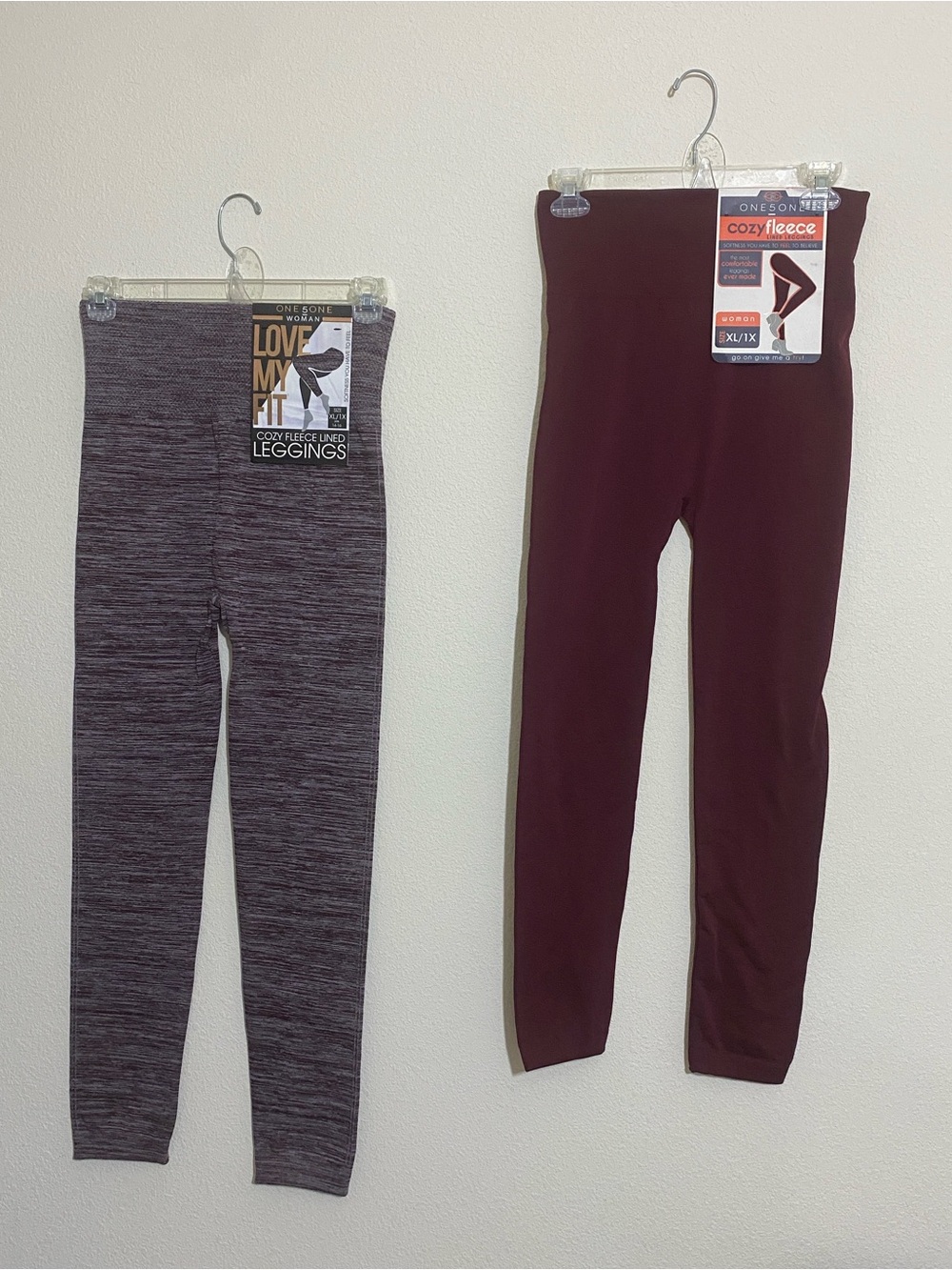 Lot of 2--ONE 5 ONE Love My Fit Cozy Fleece Lined Leggings Women's Size XL/1X